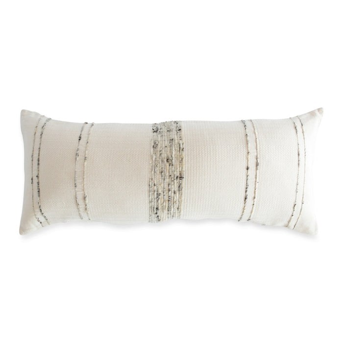 Bogota Lumbar Pillow Large - Ivory With Grey Stripes